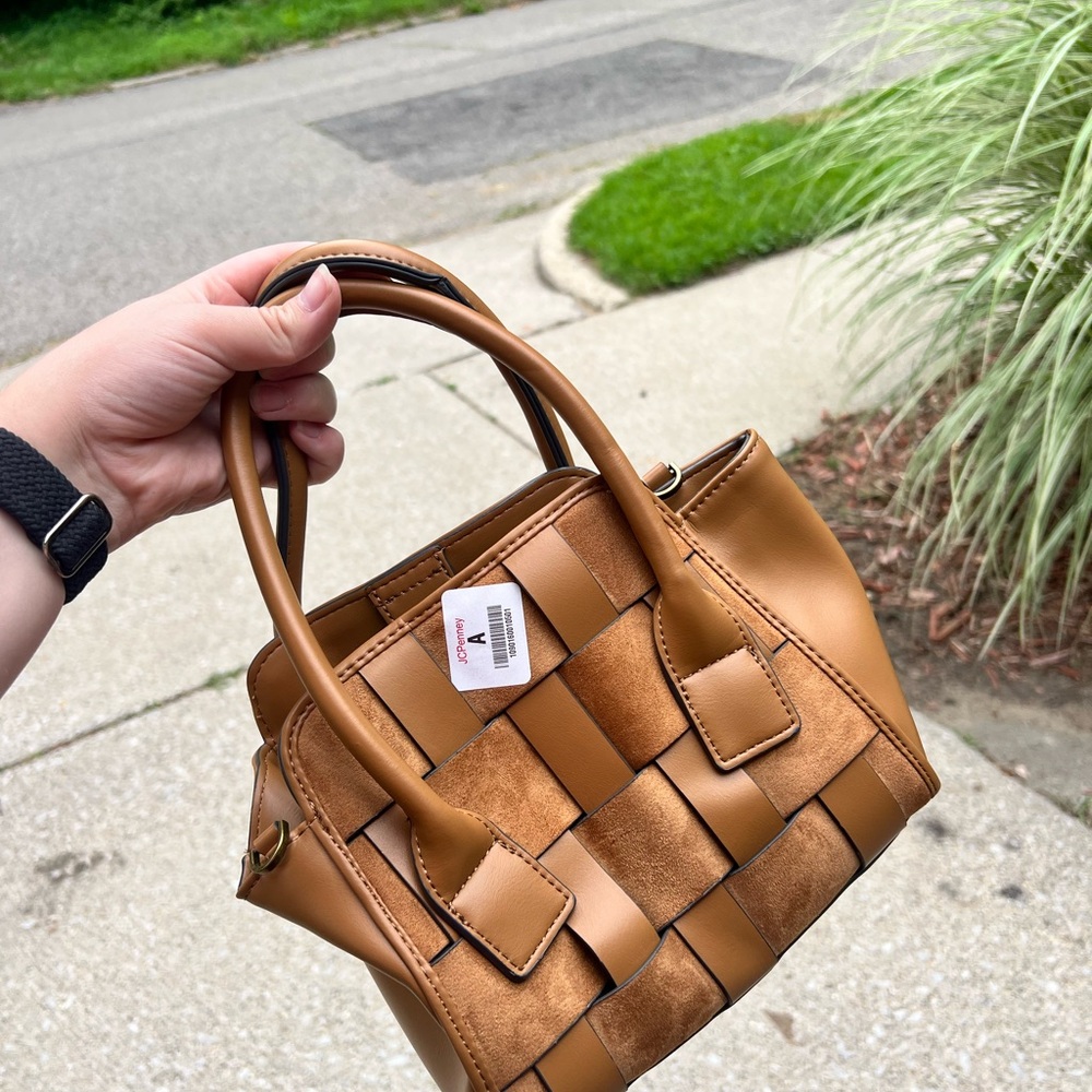 JCPenney Tan Mini Woven Bag